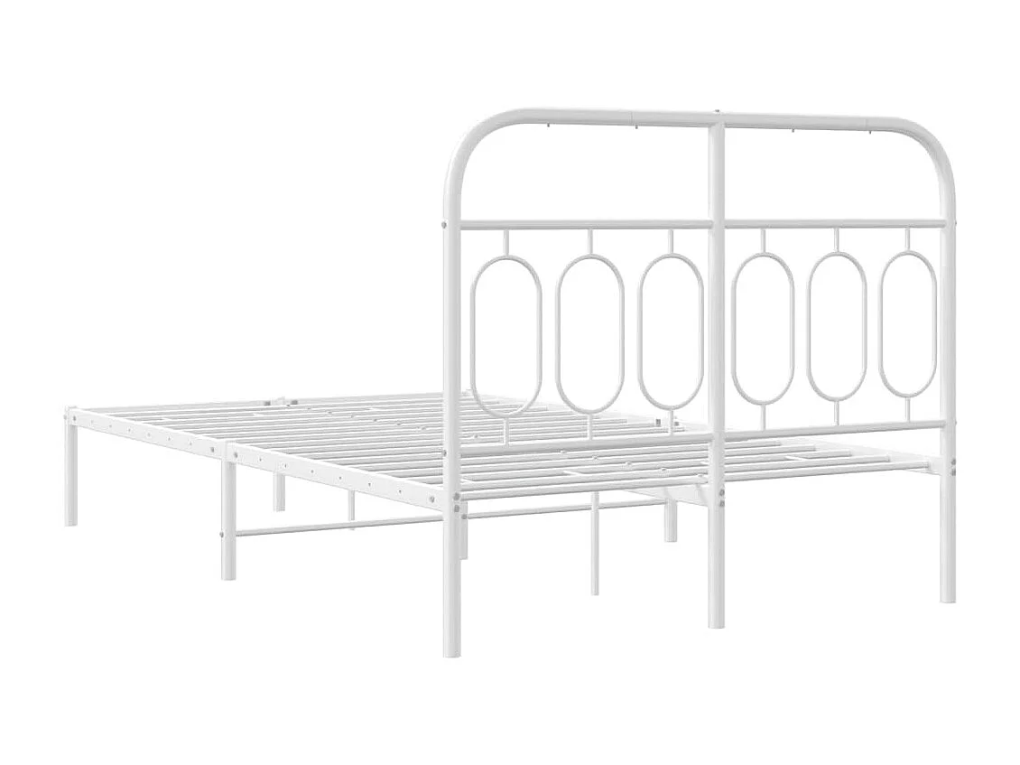 Cadre de lit métal sans matelas et tête de lit blanc 120x190 cm
