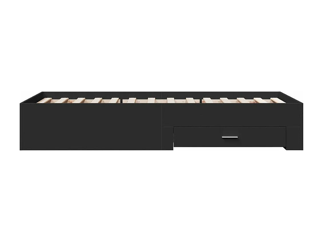 Cama con cajones madera de ingeniería negra 75x190 cm