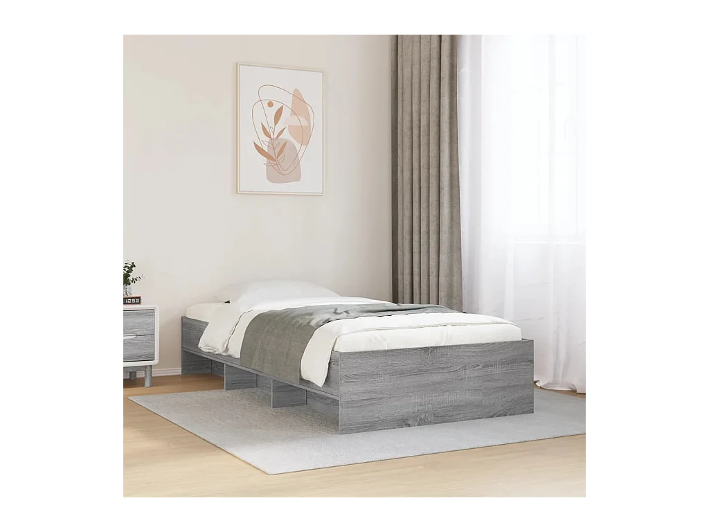 Bedframe bewerkt hout grijs sonoma eikenkleurig 90x190 cm