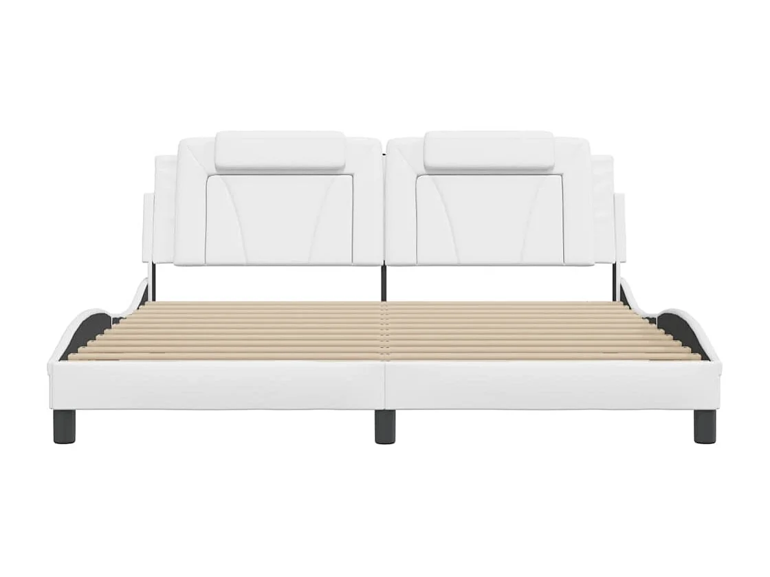 Estructura de cama sin colchón cuero sintético blanco 180x200cm