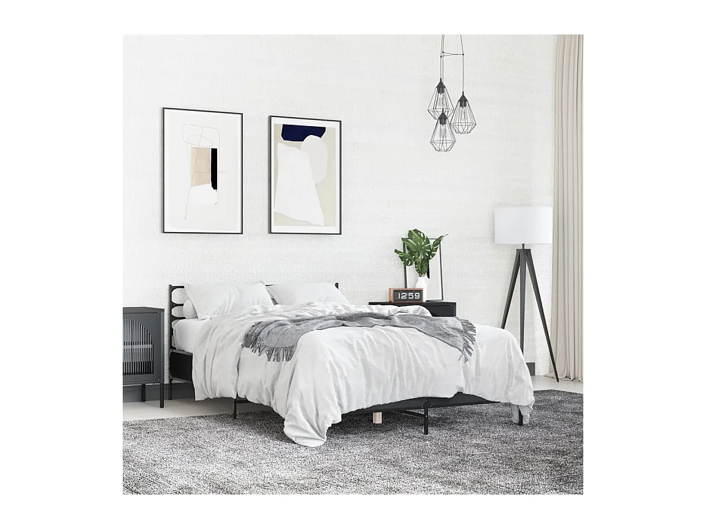 Cadre de lit sans matelas noir 140x200 cm