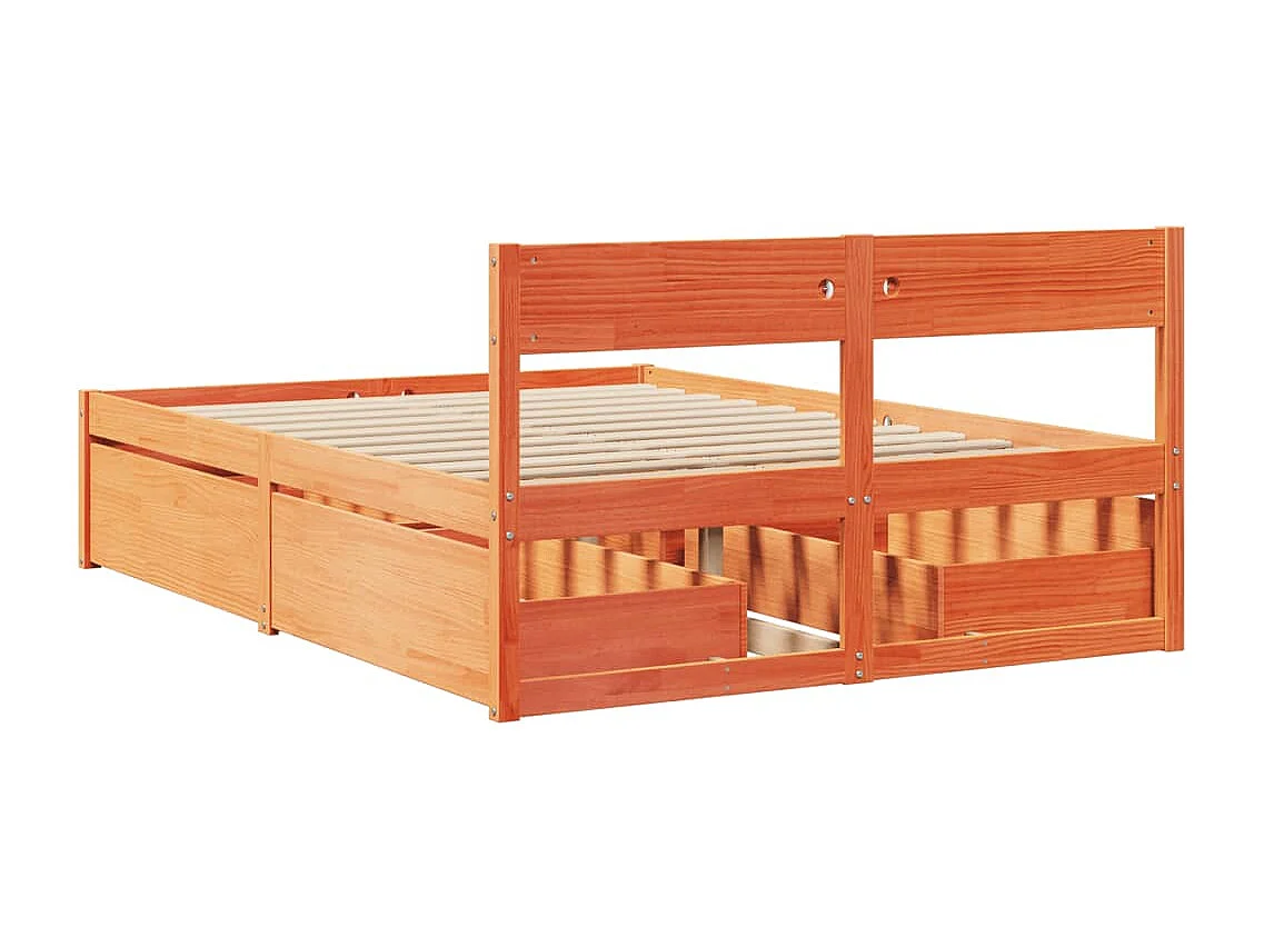 Estructura de cama sin colchón madera maciza marrón 120x190 cm