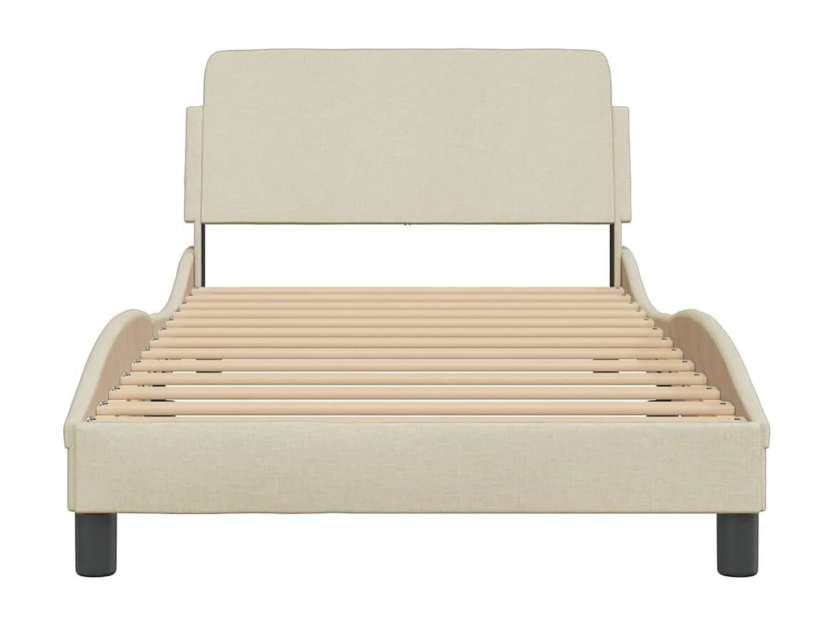 Cadre de lit sans matelas crème 100x200 cm tissu