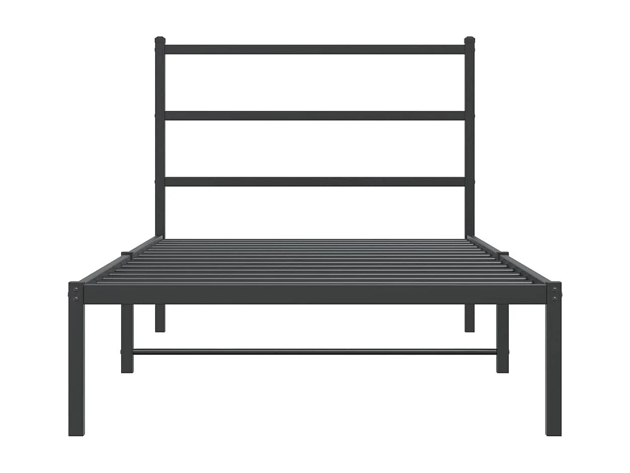 Cadre de lit métal sans matelas avec tête de lit noir 100x190cm
