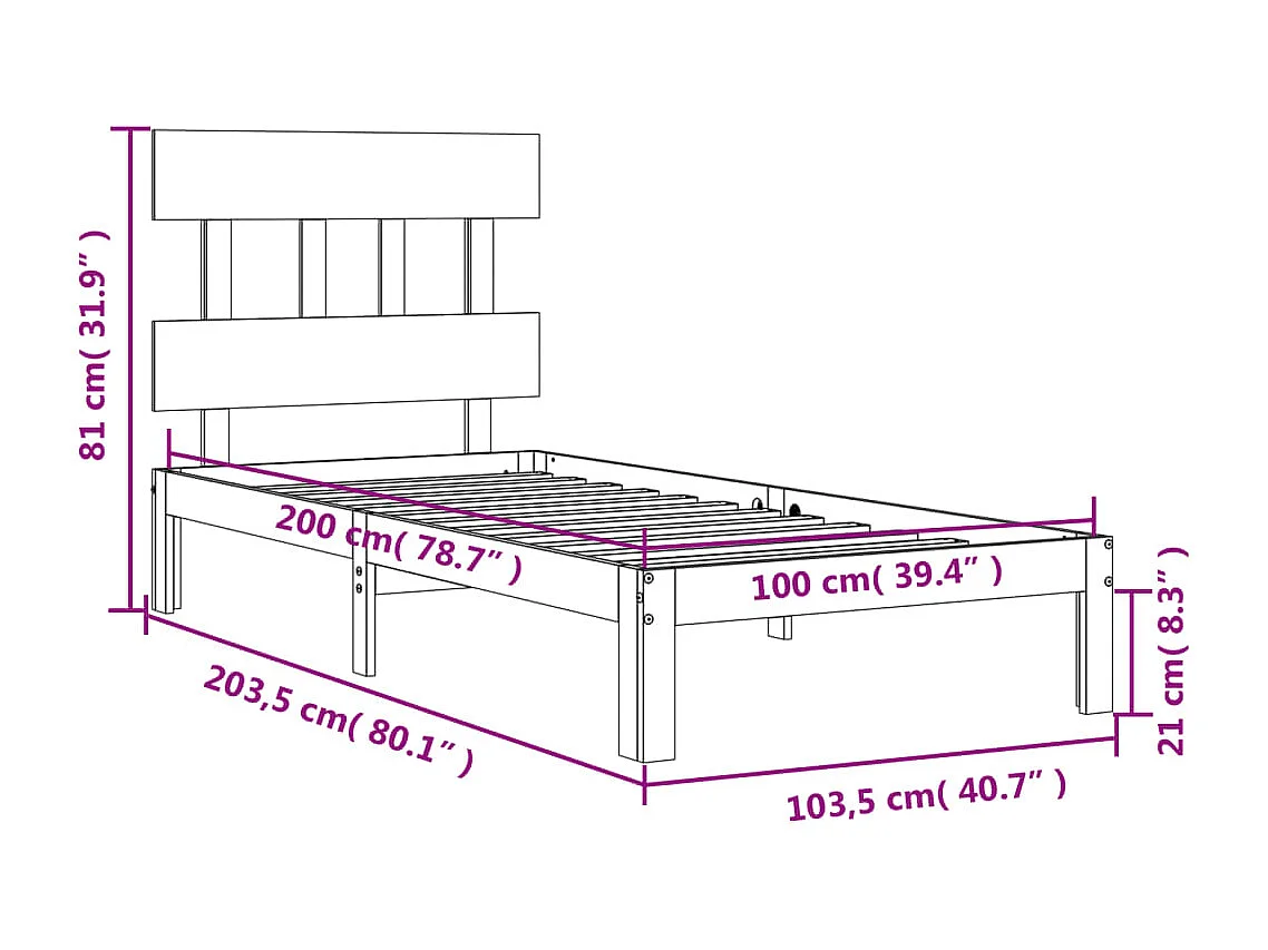 Cadre de lit en métal sans matelas chêne sonoma 140x190 cm
