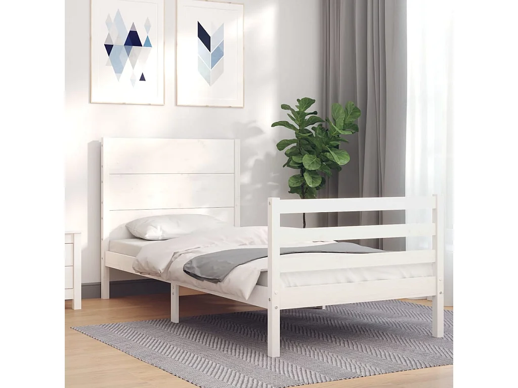 Cadre de lit sans matelas blanc 100x200 cm bois massif