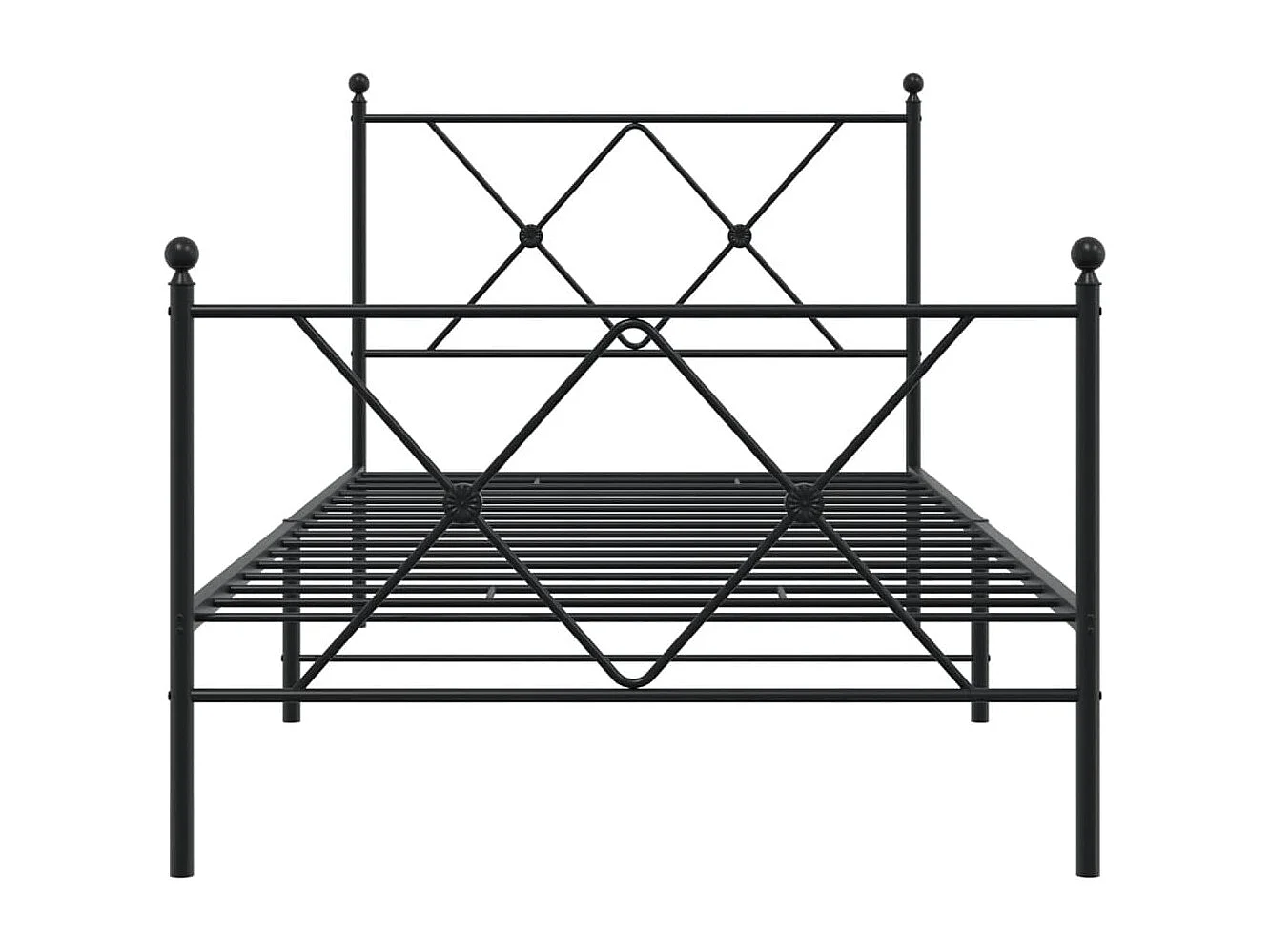Cadre de lit métal sans matelas avec pied de lit noir 90x200 cm