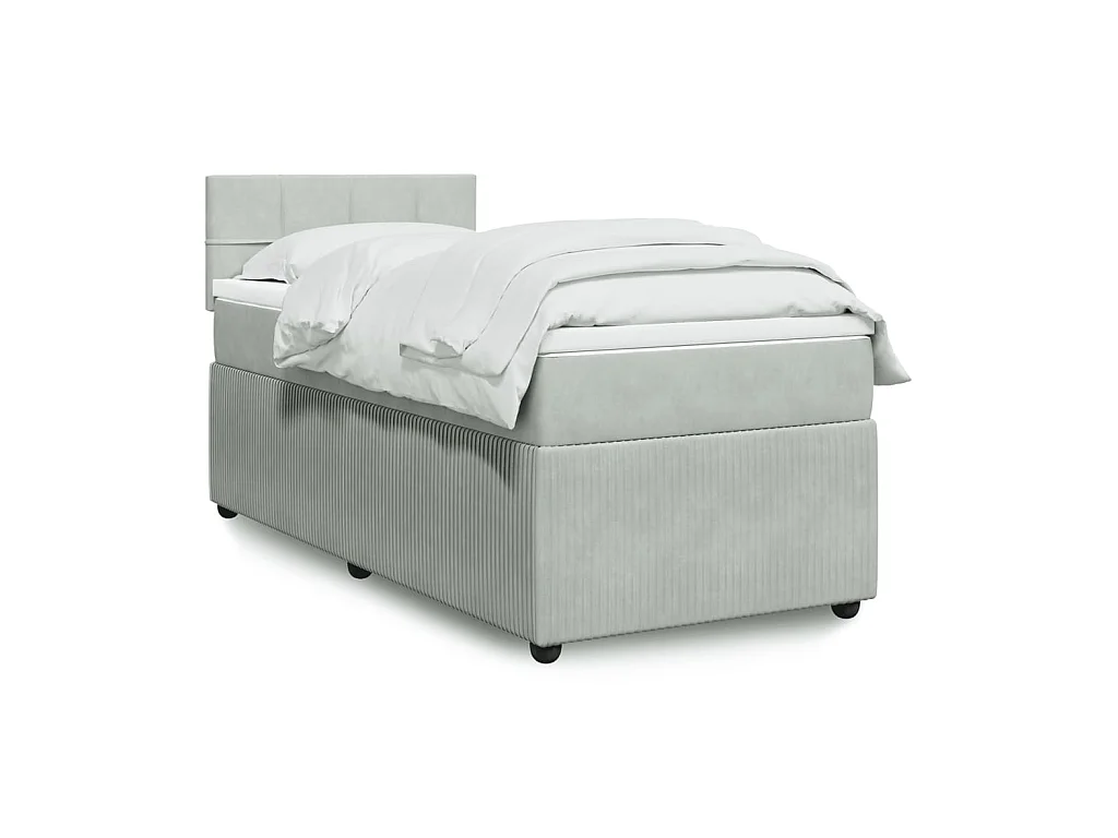 Giroletto a Molle con Materasso Grigio Chiaro 90x190 cm Velluto