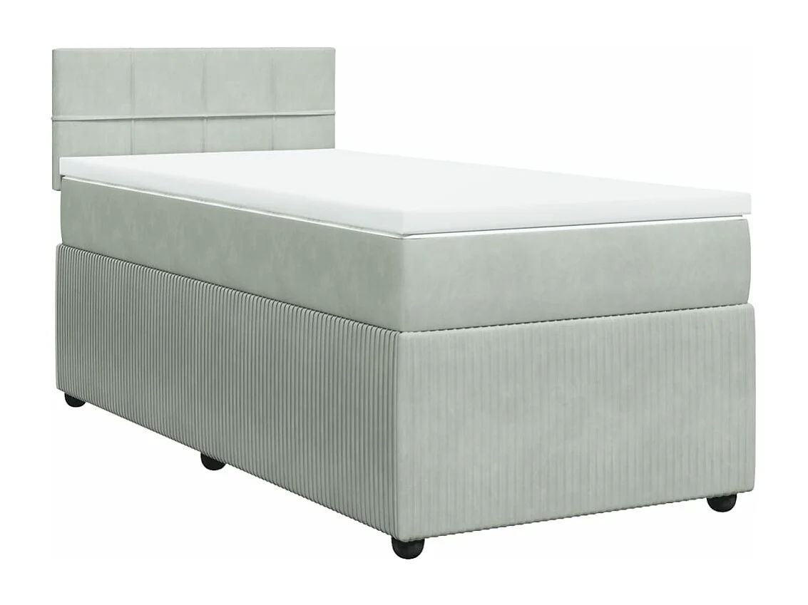 Cama box spring con colchón terciopelo gris claro 90x190 cm