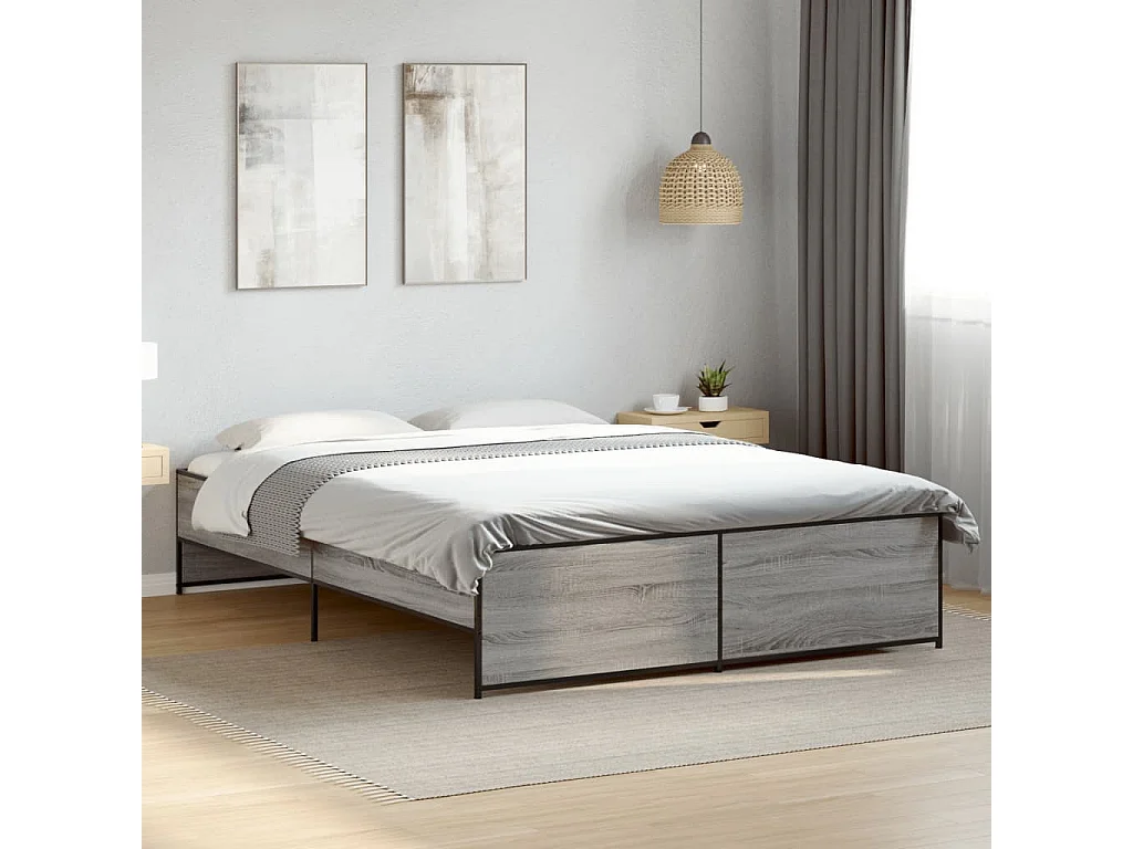 Cadre de lit sans matelas sonoma gris 150x200 cm