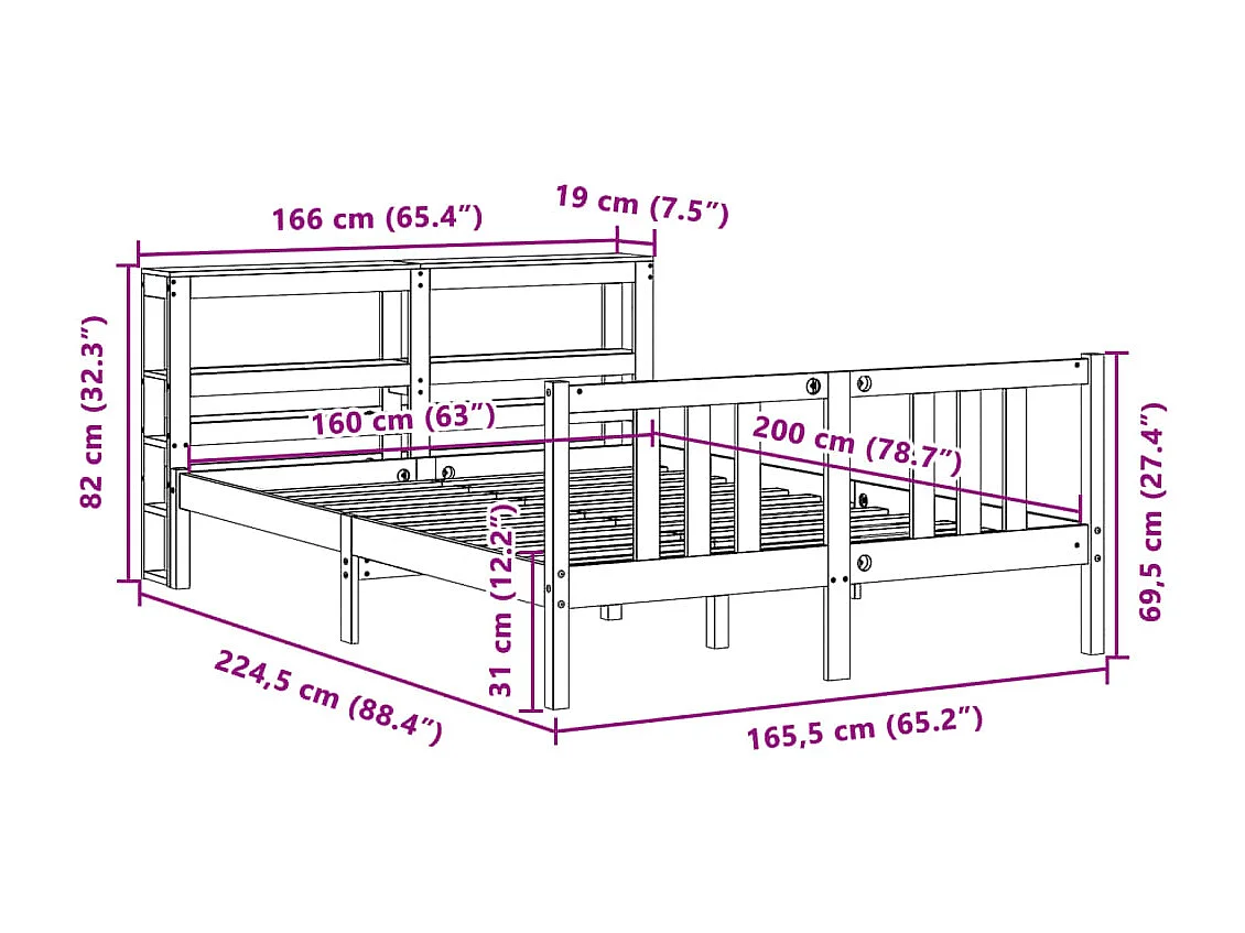 Cadre de lit sans matelas sonoma gris 150x200 cm