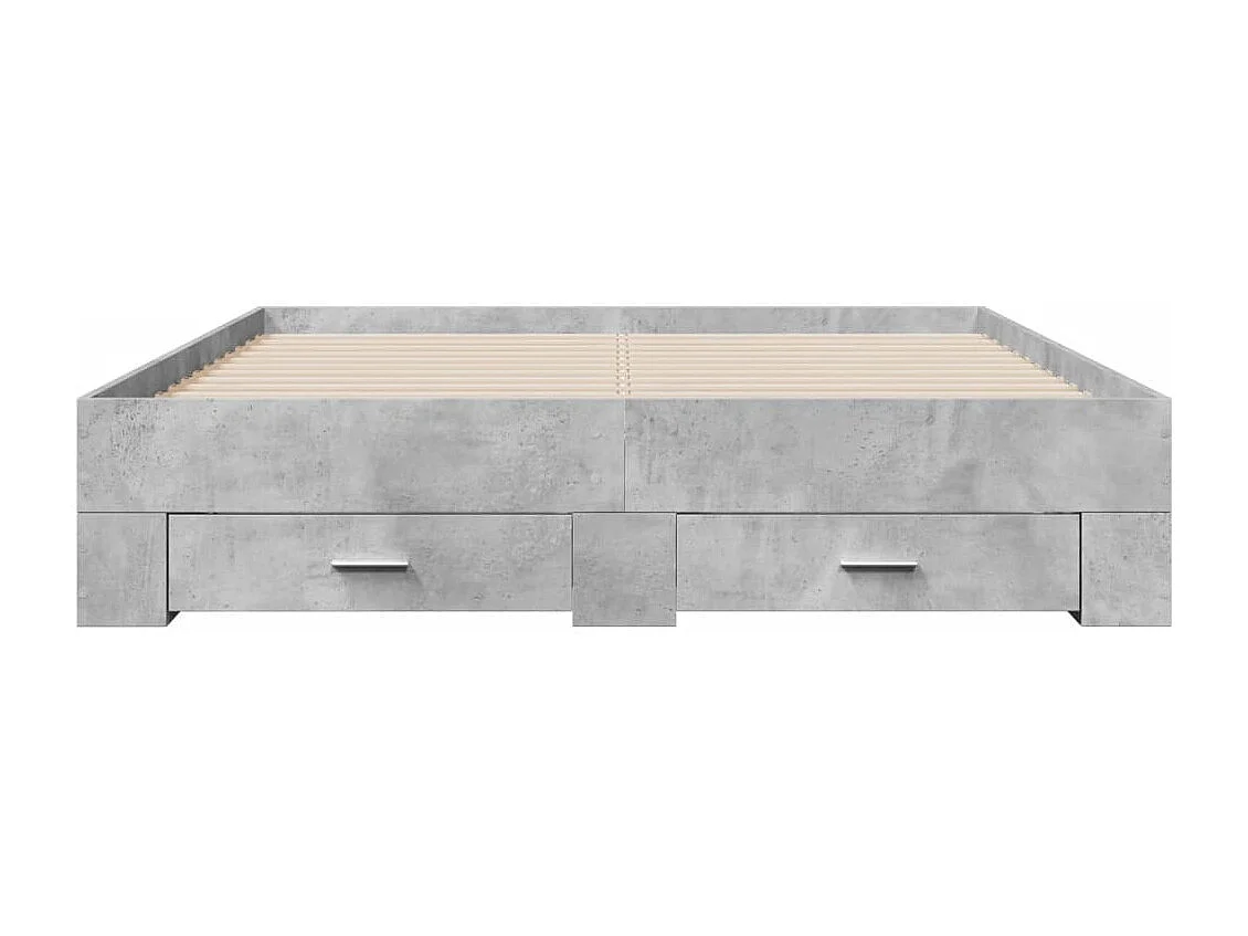 Bedframe met lades bewerkt hout betongrijs 160x200 cm