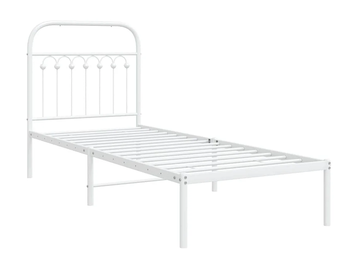 Giroletto con Testiera Metallo Bianco 80x200 cm