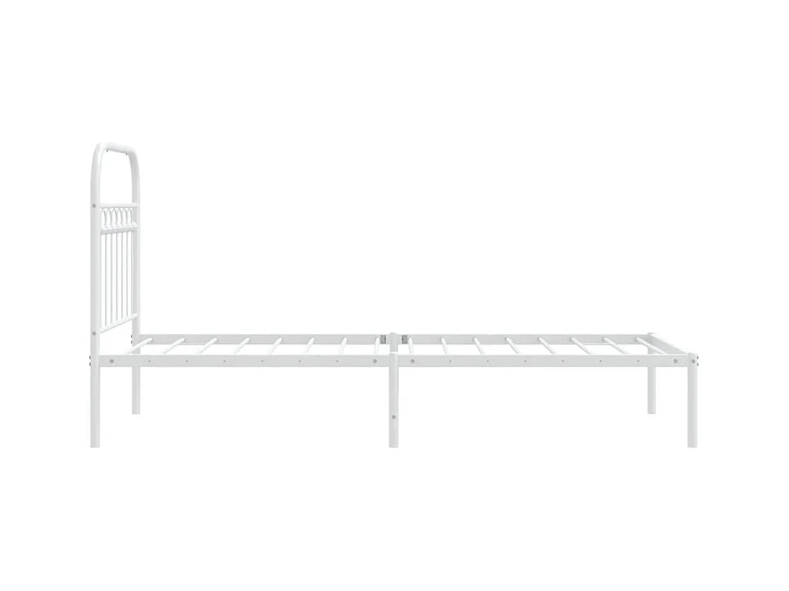 Cadre de lit métal sans matelas avec tête de lit blanc 80x200cm