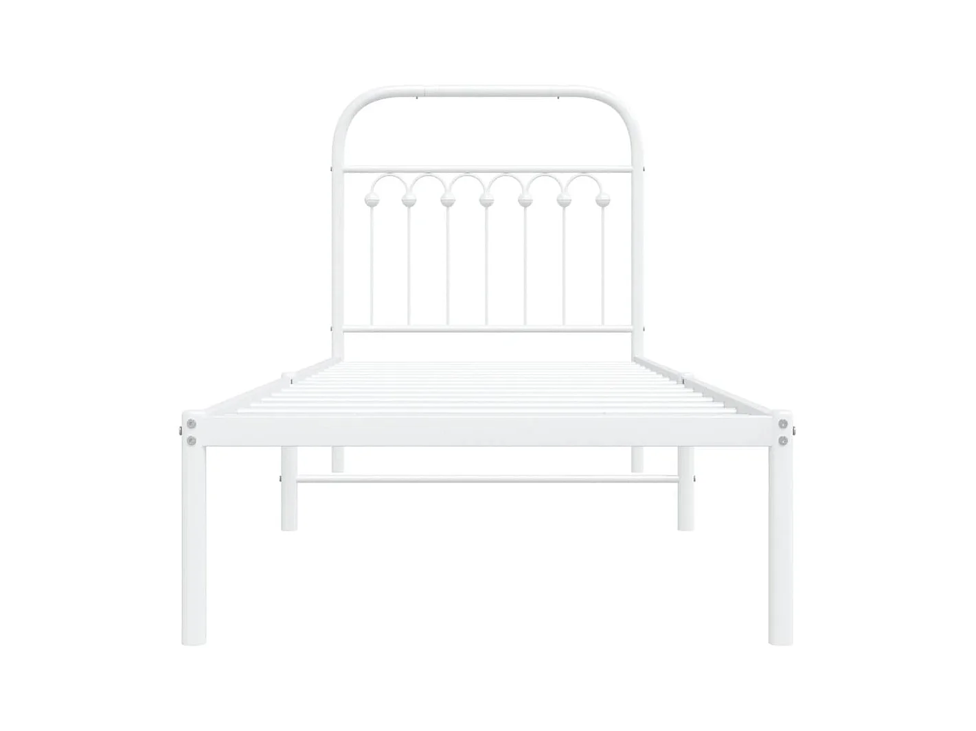 Cadre de lit métal sans matelas avec tête de lit blanc 80x200cm