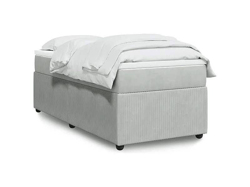 Sommier à lattes de lit et matelas Gris clair 90x190 cm Velours