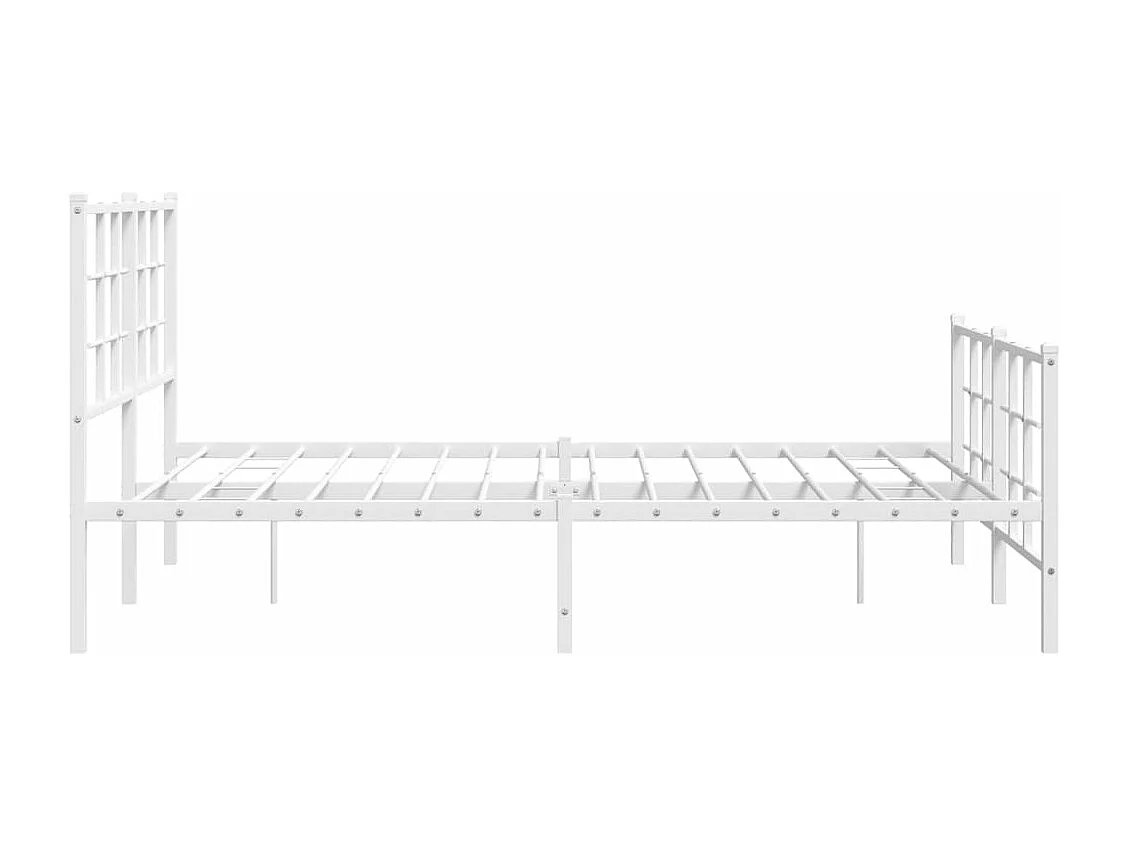 Cadre de lit métal sans matelas et pied de lit blanc 140x200 cm