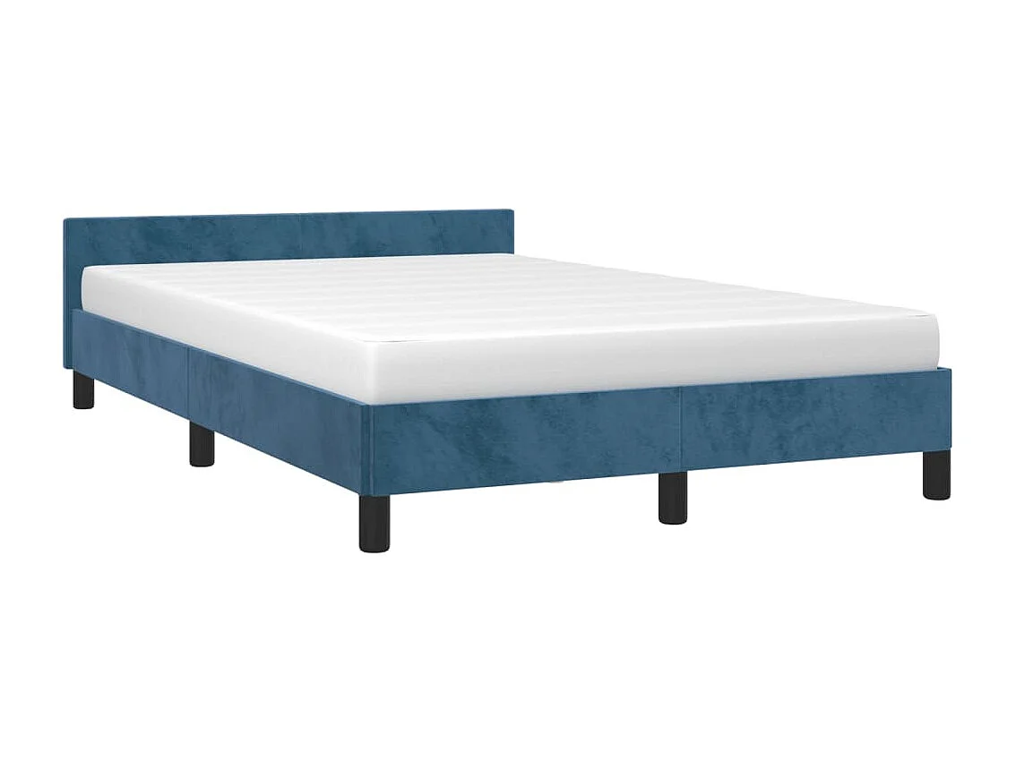 Estrutura de cama c/ cabeceira 120x190 cm veludo azul-escuro