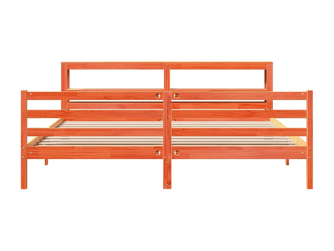 Cama sem colchão 200x200 cm pinho maciço castanho-mel