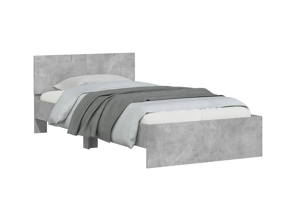Cadre de lit sans matelas avec tête de lit gris béton 100x200cm