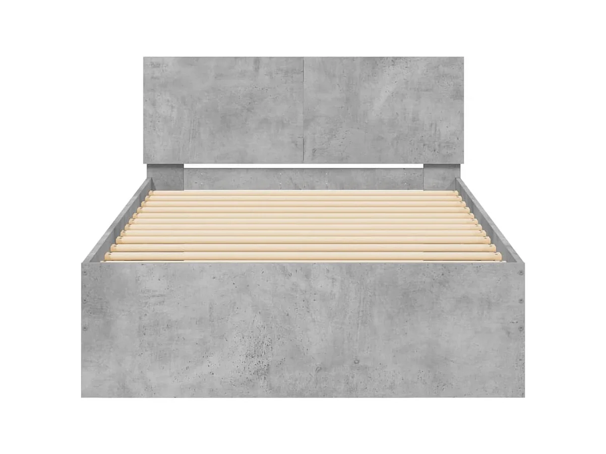 Cadre de lit sans matelas avec tête de lit gris béton 100x200cm