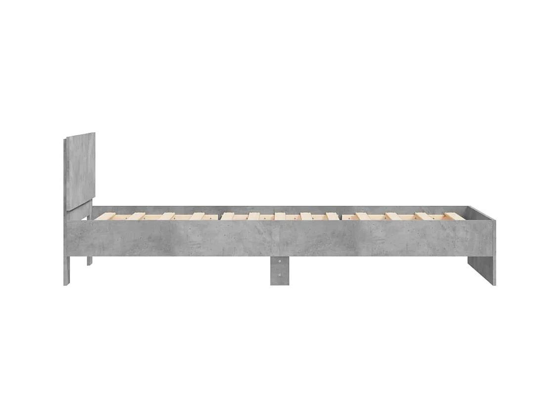 Cadre de lit sans matelas avec tête de lit gris béton 100x200cm