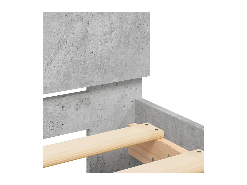 Cadre de lit sans matelas avec tête de lit gris béton 100x200cm