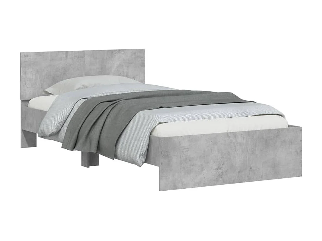 Cadre de lit sans matelas avec tête de lit gris béton 100x200cm