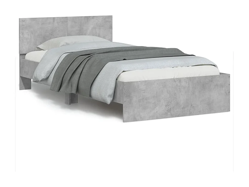 Cama con cabecero madera de ingeniería gris hormigón 100x200 cm