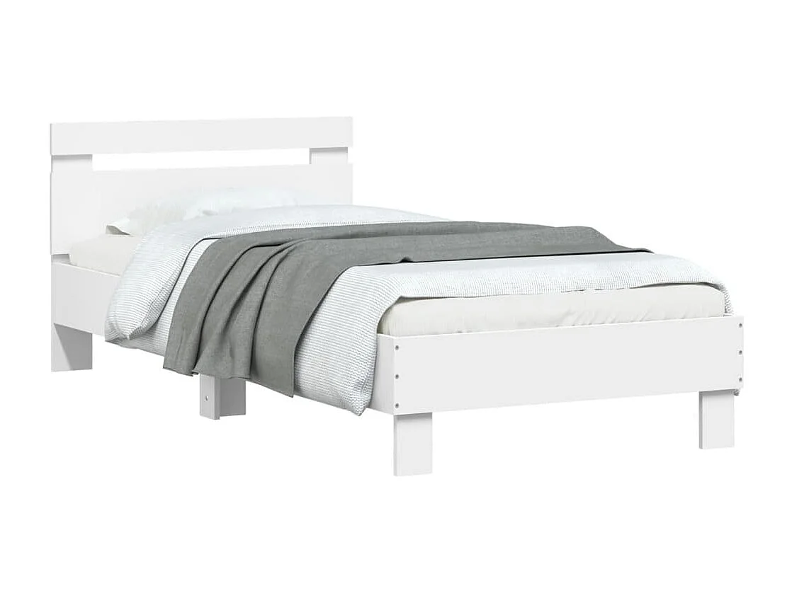 Cadre de lit sans matelas avec tête de lit blanc 90x200 cm
