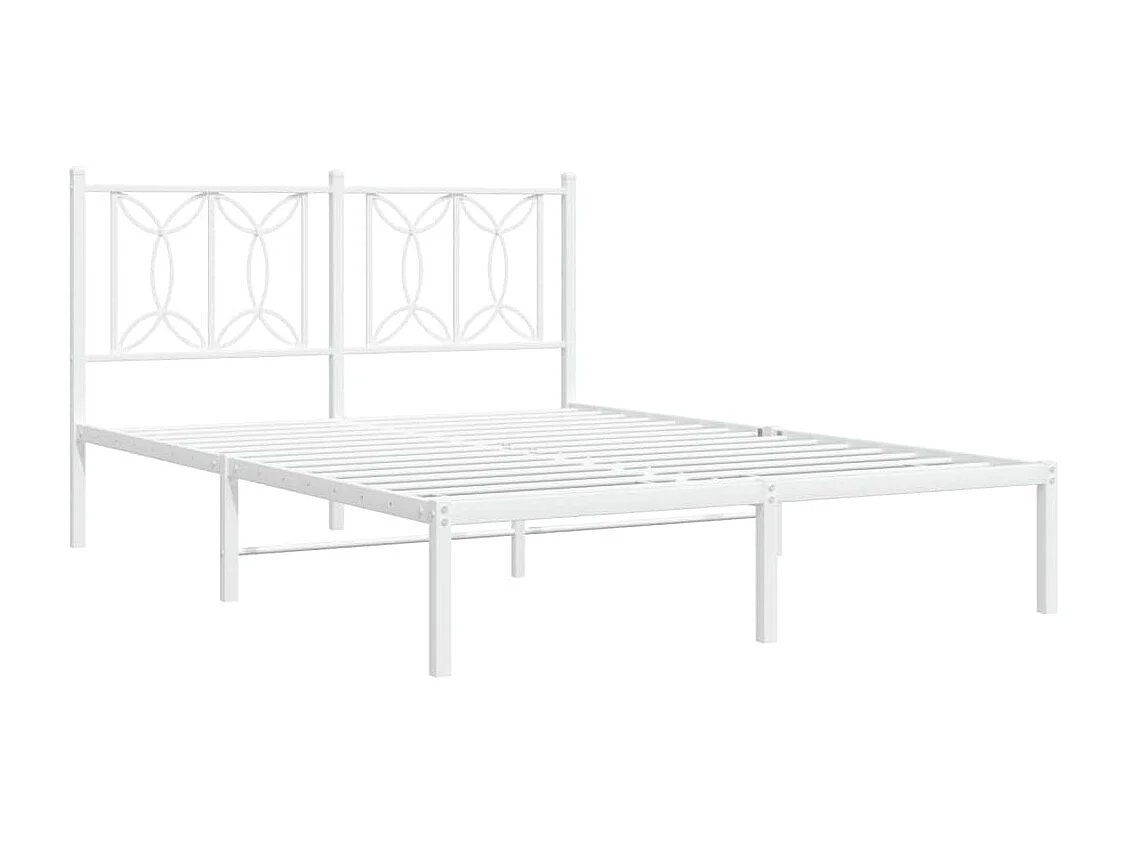 Cadre de lit métal sans matelas et tête de lit blanc 140x200 cm