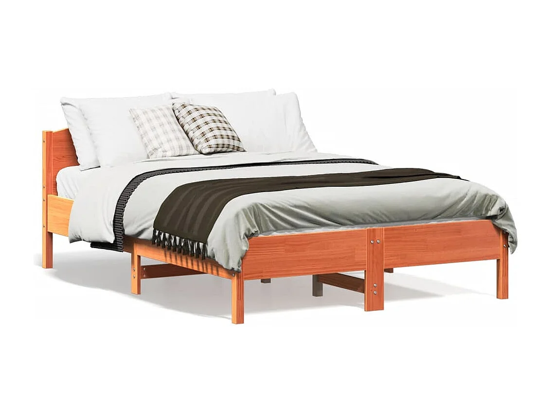 Cadre de lit sans matelas cire marron 135x190cm bois pin massif