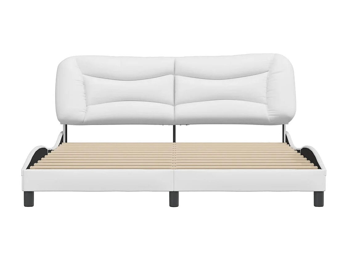 Bettgestell mit Kopfteil Weiß 180x200 cm Kunstleder