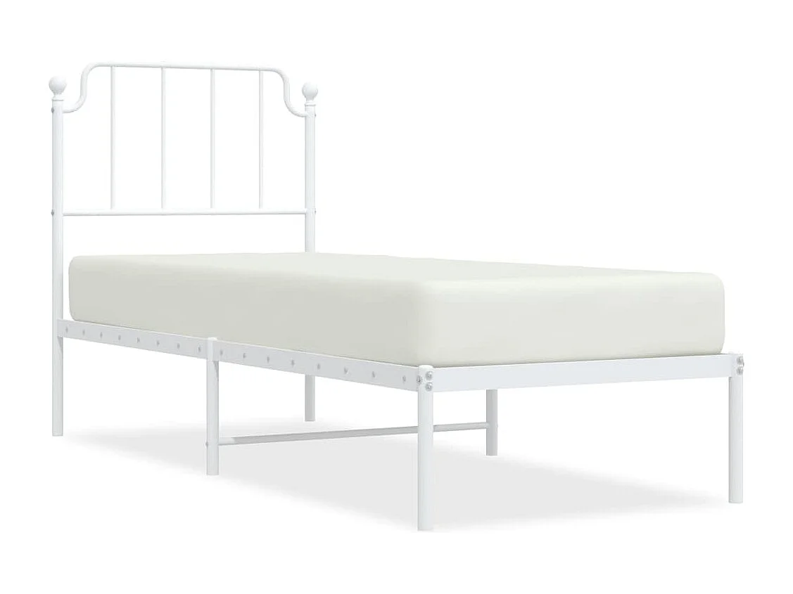 Metallbett ohne Matratze mit Kopfteil Weiß 75x190 cm
