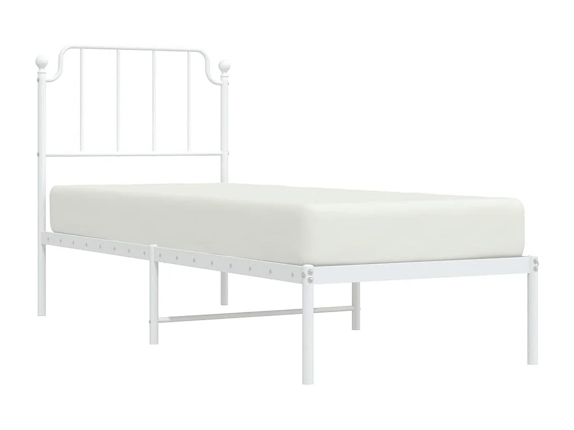 Metallbett ohne Matratze mit Kopfteil Weiß 75x190 cm