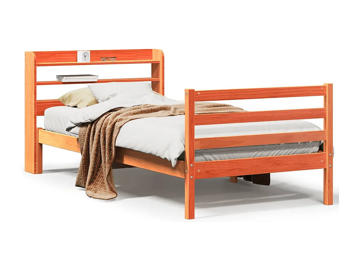Estructura de cama sin colchón madera maciza marrón 75x190 cm