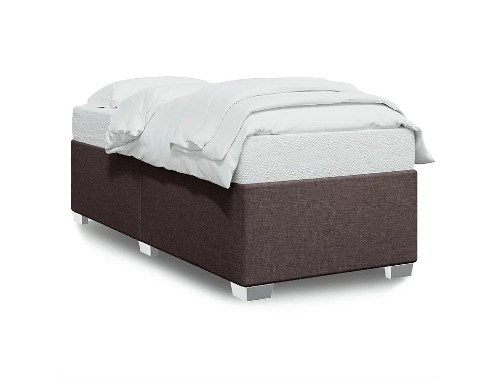Cadre de lit sans matelas marron foncé 90x190 cm tissu