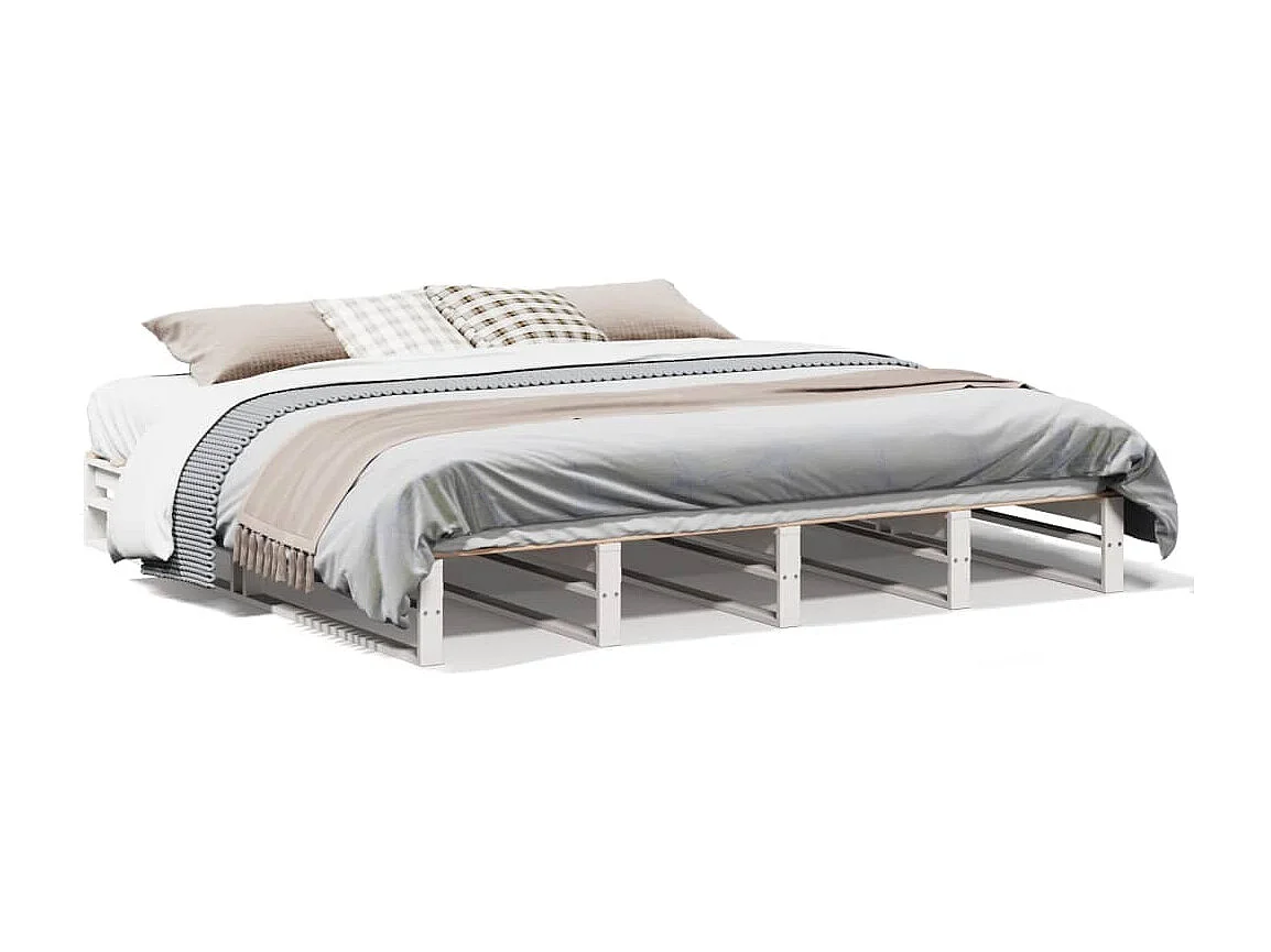 Estructura de cama sin colchón madera maciza blanca 200x200 cm
