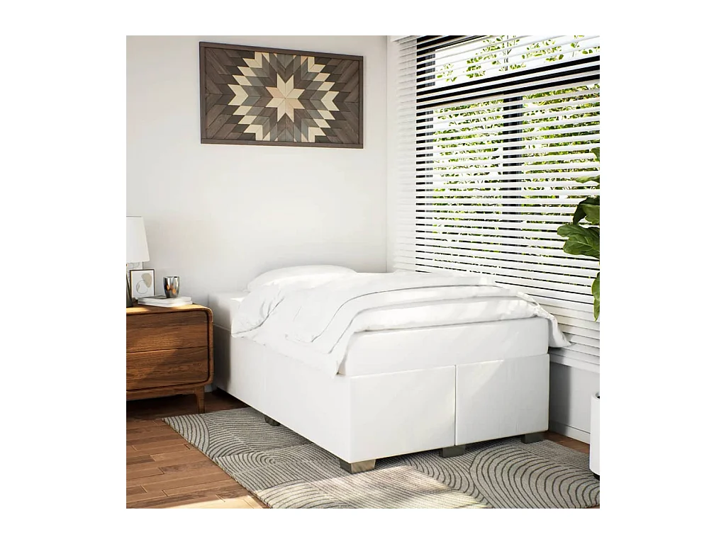 Cadre de lit sans matelas blanc 120x190 cm similicuir