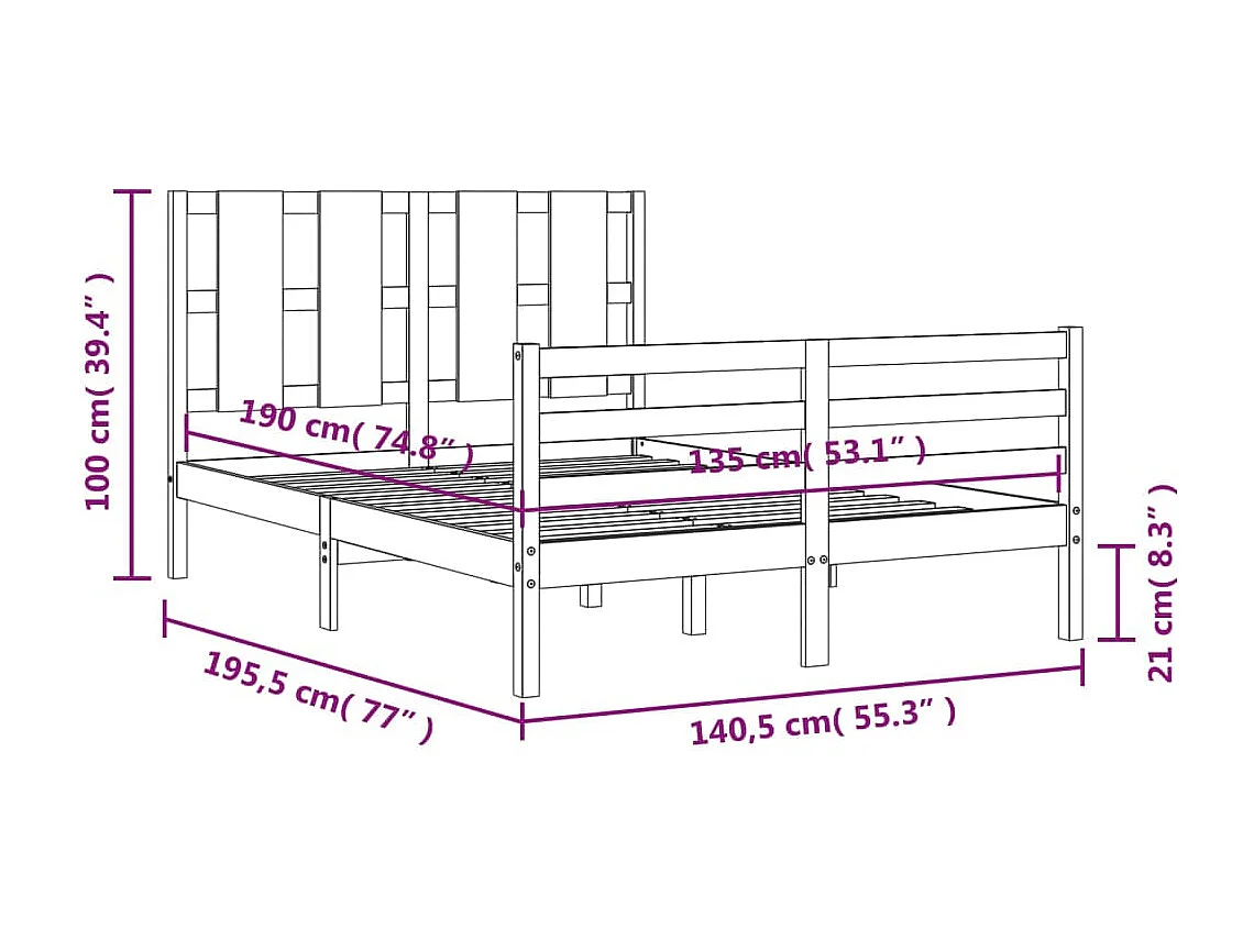 Bedframe kunstleer wit 120x190 cm