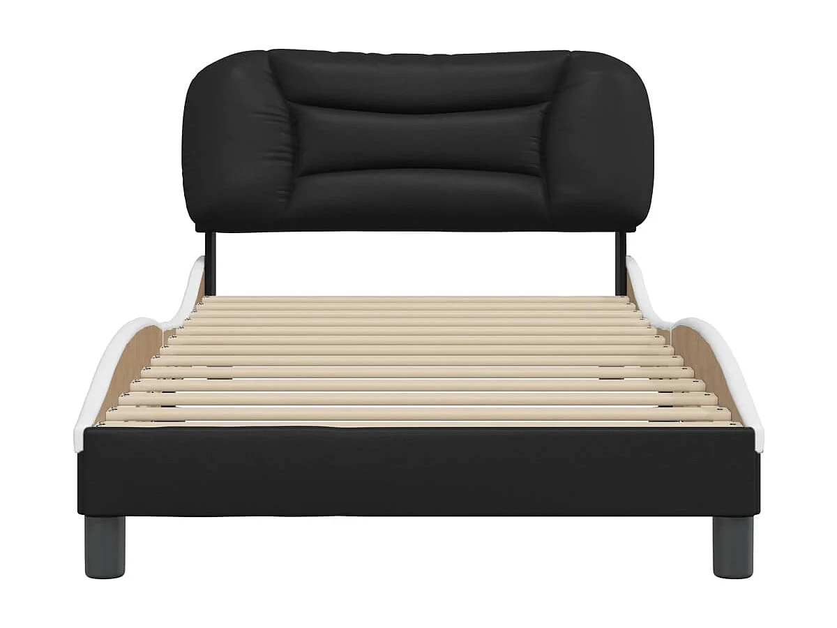 Cadre de lit sans matelas noir et blanc 100x200 cm similicuir