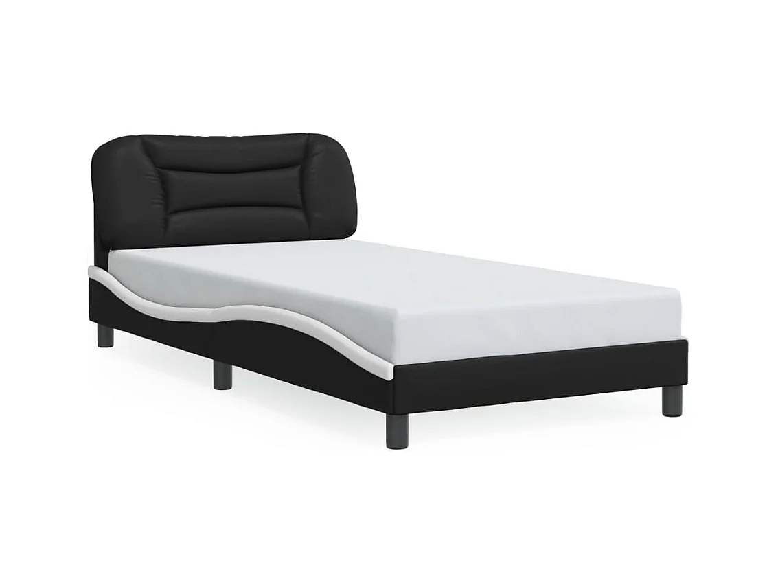 Cadre de lit sans matelas noir et blanc 100x200 cm similicuir