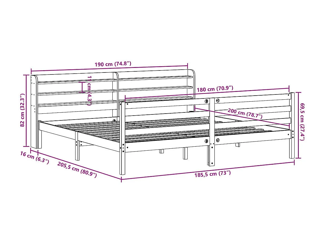 Cadre de lit sans matelas chêne marron 90x190 cm