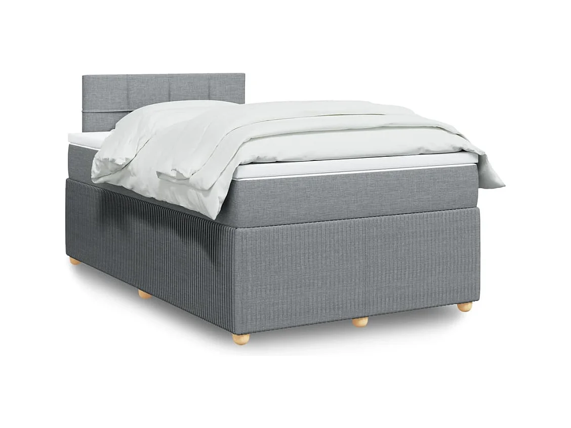 Cama box spring con colchón tela gris claro 120x190 cm