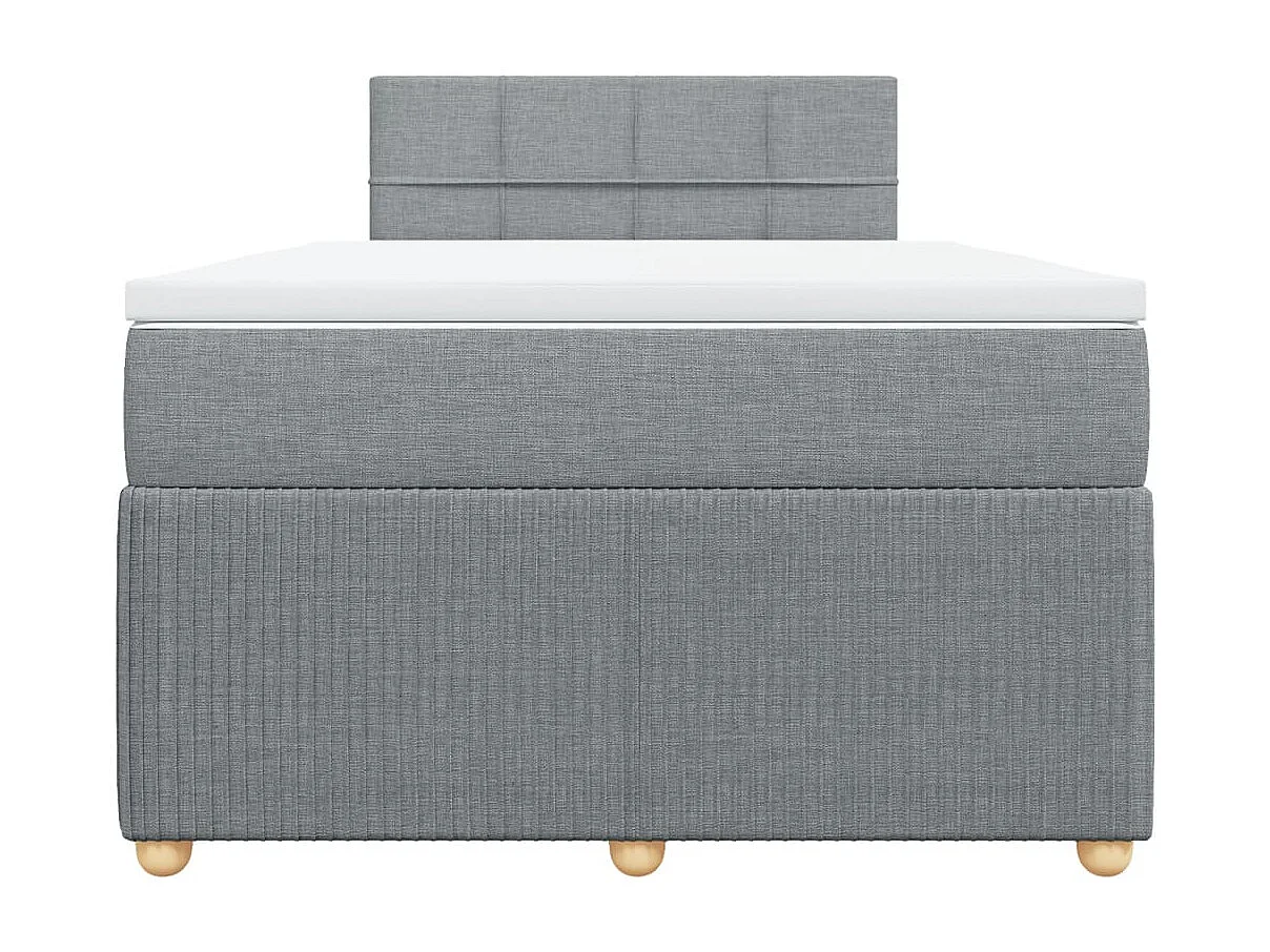 Cama box spring con colchón tela gris claro 120x190 cm