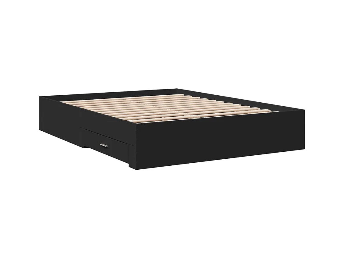 Bedframe met lades bewerkt hout zwart 160x200 cm