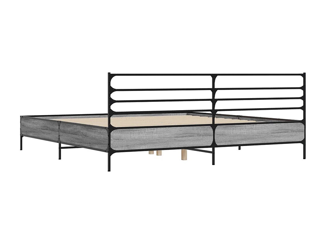 Bedframe bewerkt hout metaal grijs sonoma eiken 180x200 cm