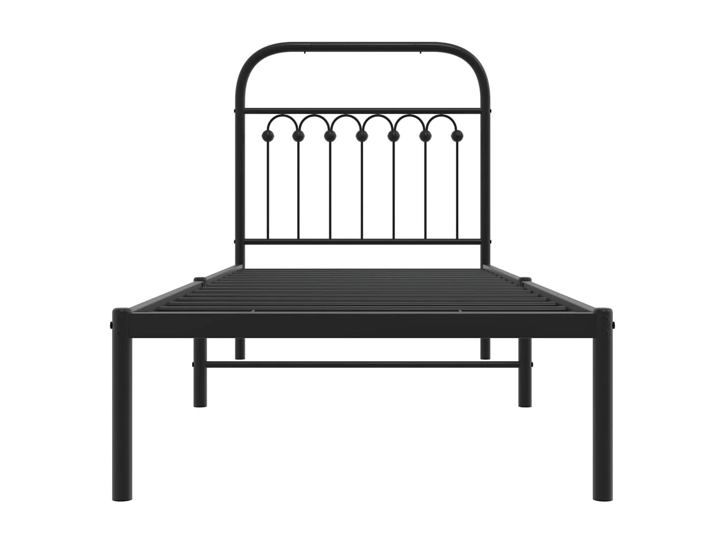 Cadre de lit métal sans matelas avec tête de lit noir 75x190 cm