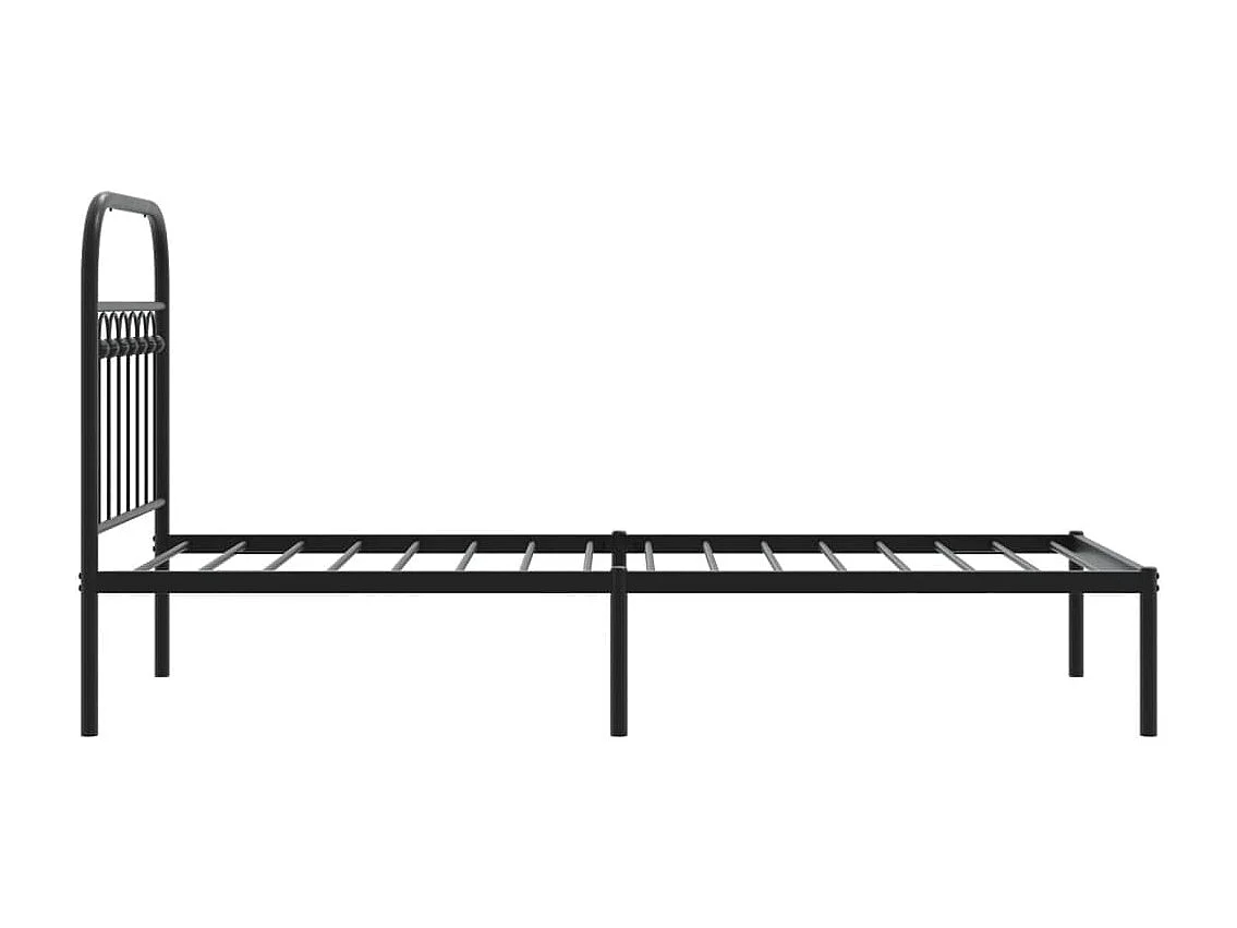 Cadre de lit métal sans matelas avec tête de lit noir 75x190 cm