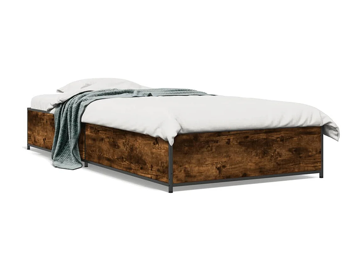 Cadre de lit sans matelas chêne fumé 75x190 cm